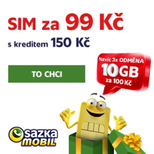 SIM s kreditem 150 Kč za 99 Kč 